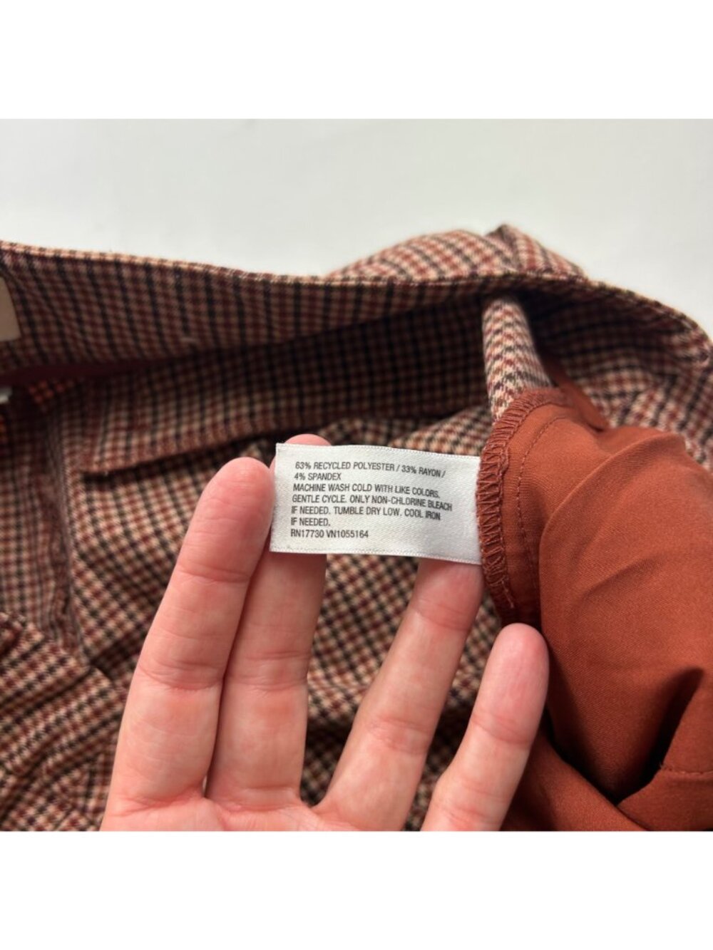 A New Day Burgundy Brown Plaid High Rise Wide Leg Trouser Pant 10 - Picture 5 of 7